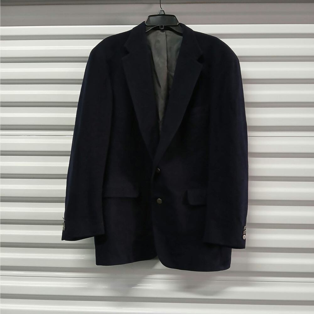 Vintage Christian Brooks 100% Camel Hair Men's Blazer Sport Coat Size 42L Navy